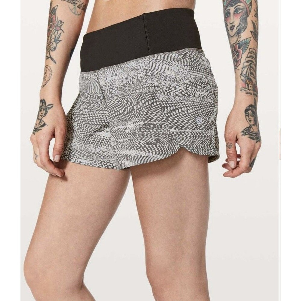 Lululemon Women’s Run Times Short 4” Size 6 Black And Gray